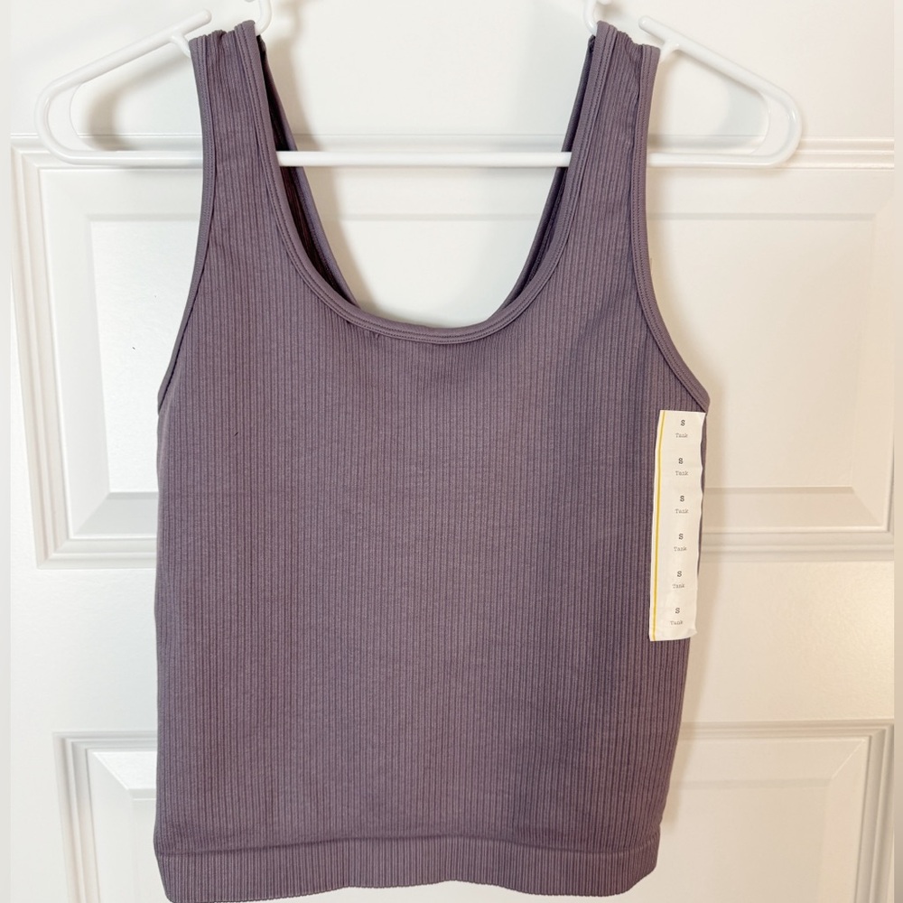 A New Day Ribbed Cropped Tank - Purple